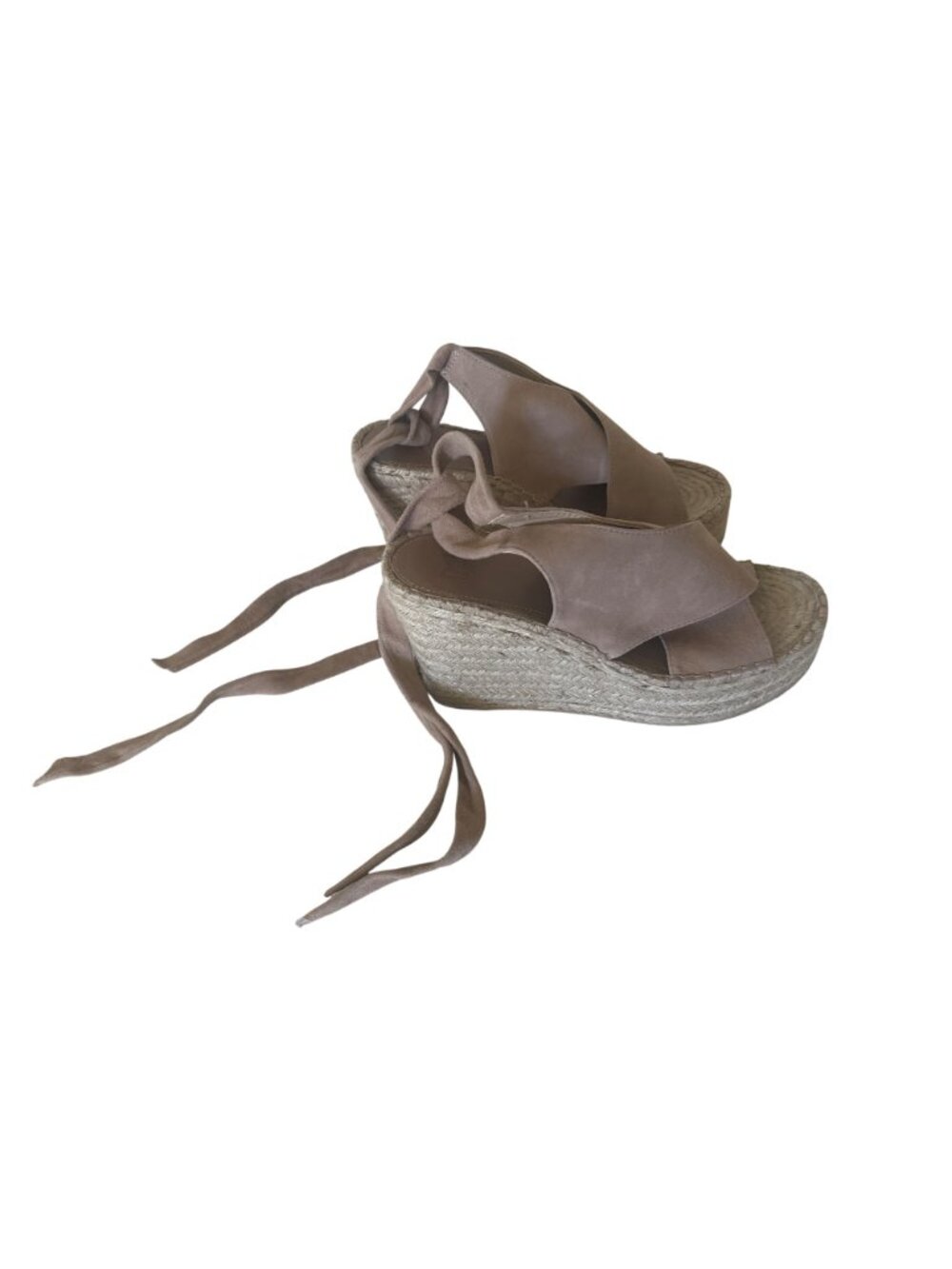 Marc Fisher Andira Pink Suede Wedge Sandals With Ankle Ties - Picture 5 of 10
